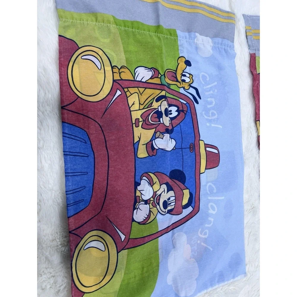 Mickey Mouse & Goofy Fireman Vintage Fabric Pillow Case Disney Set 2